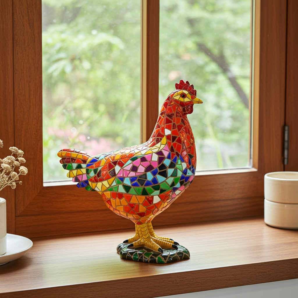 Gaudí Style Mosaic Chicken Statue – Barcino