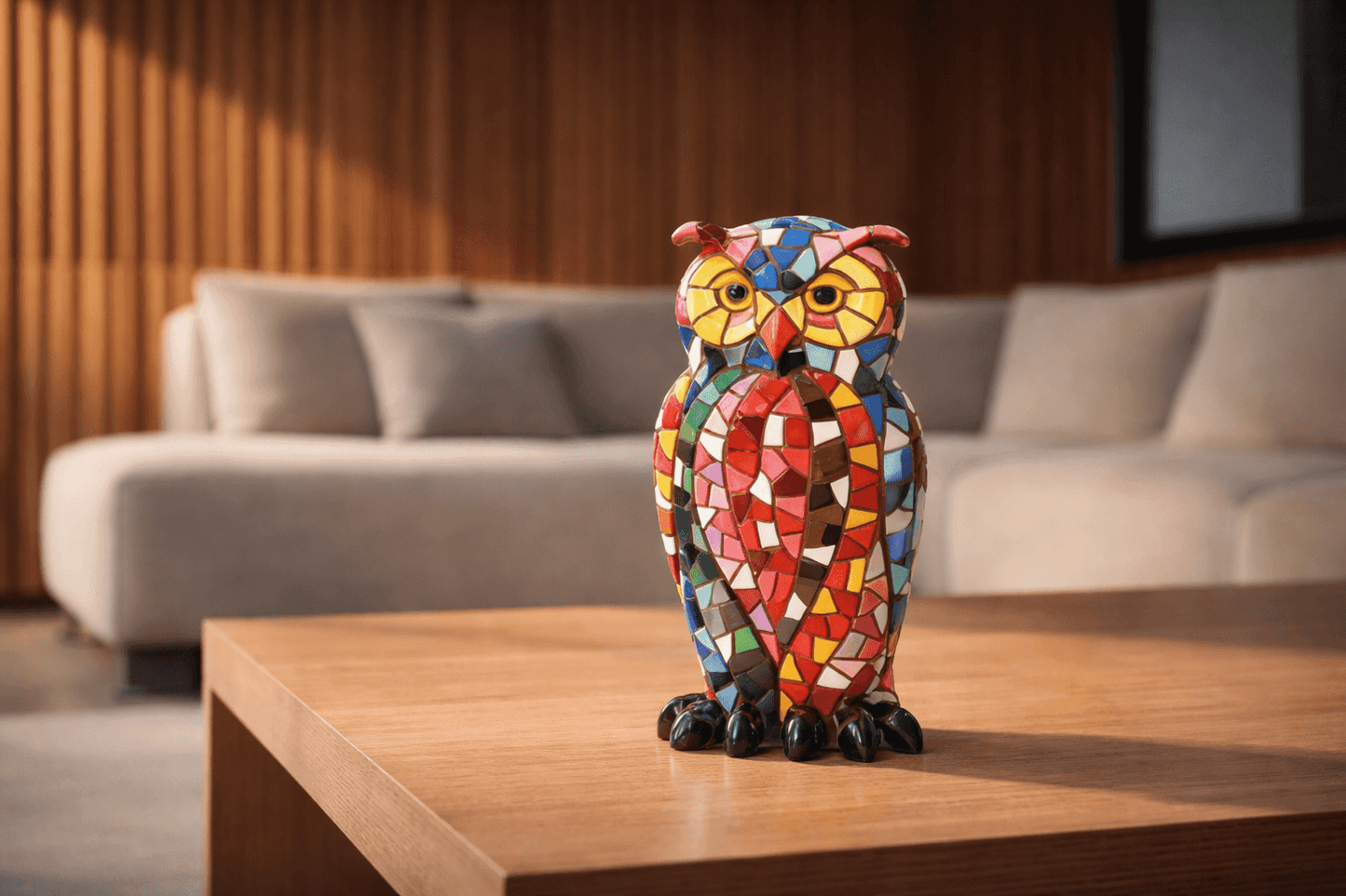 Gaudí-Style Mosaic Owl Sculpture – Barcino