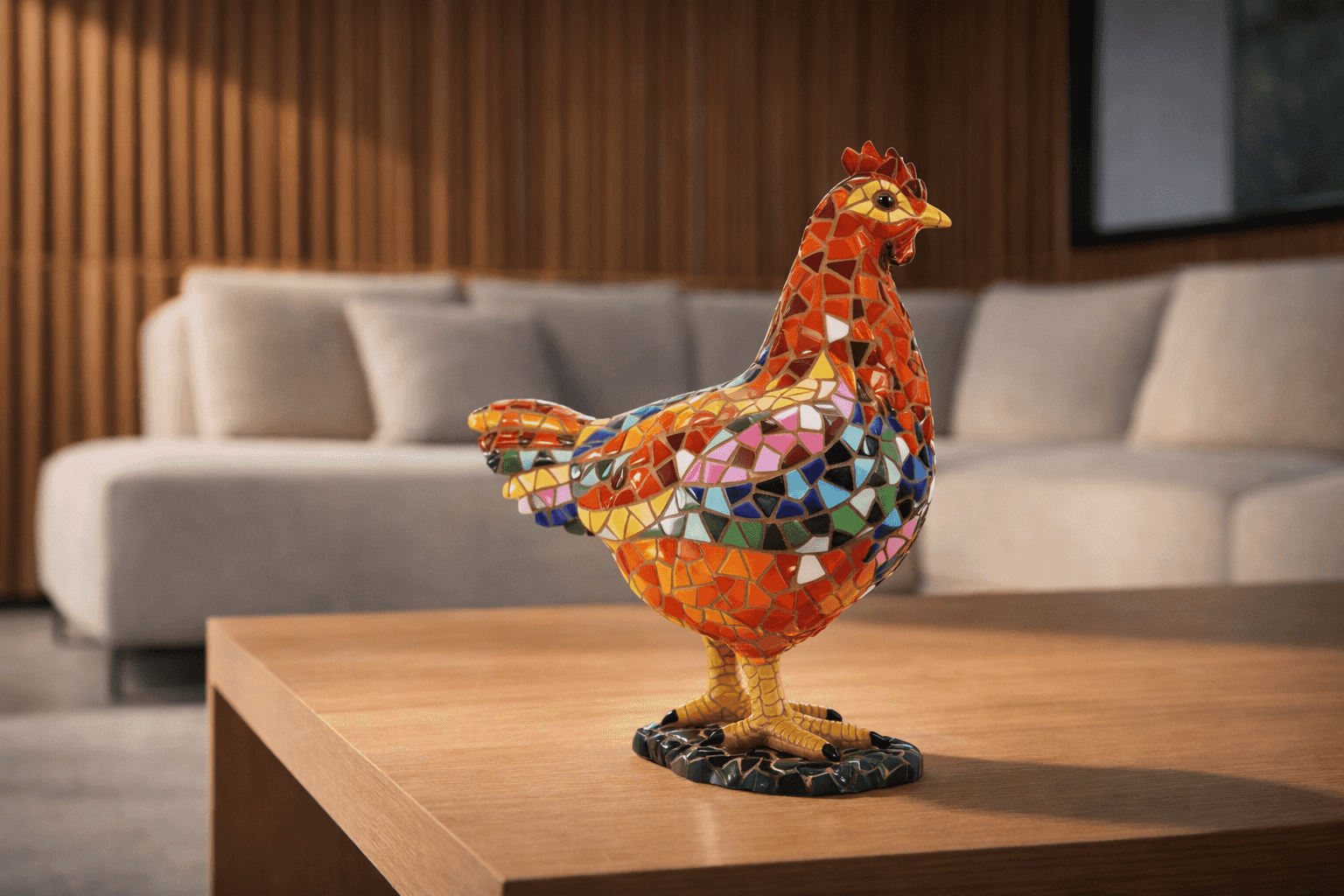 Gaudí Style Mosaic Chicken Statue – Barcino