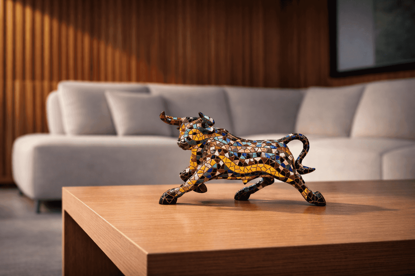 Gaudí Style Mosaic Bull Statue – Barcino