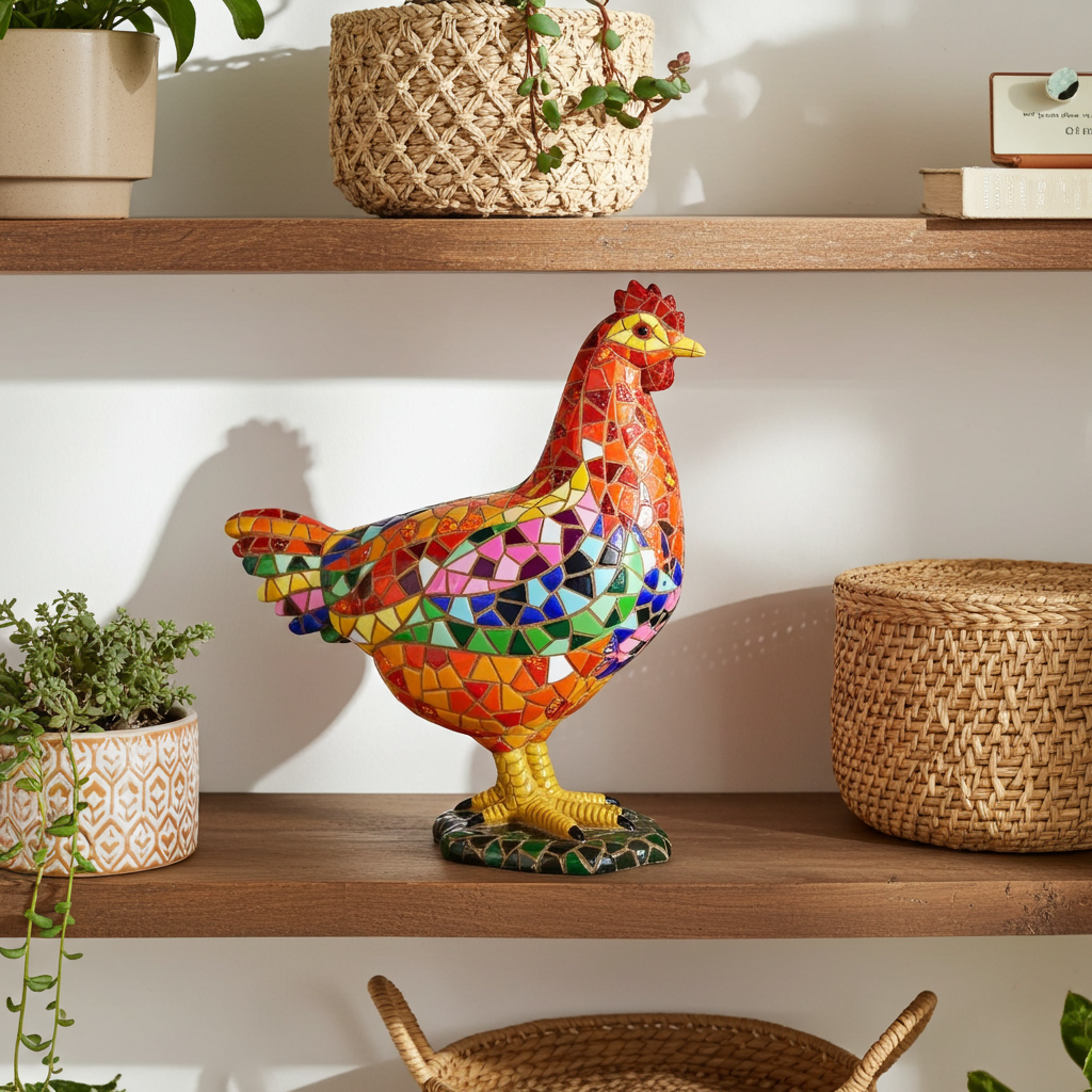 Gaudí Style Mosaic Chicken Statue – Barcino
