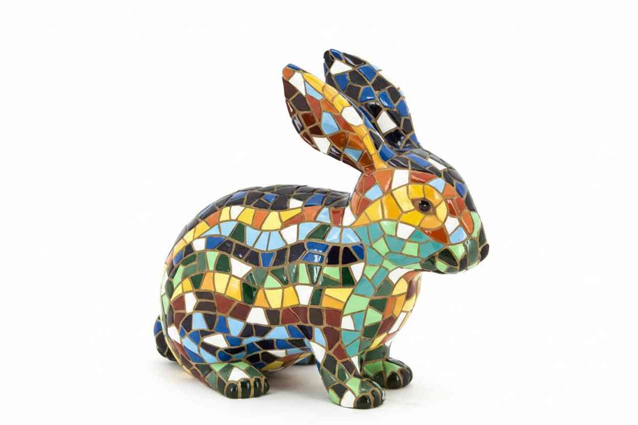 Gaudí-Style Mosaic Rabbit Sculpture – Barcino